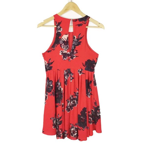 Free People Flutterby Red Floral Dress Sleeveless 4 - Picture 6 of 11